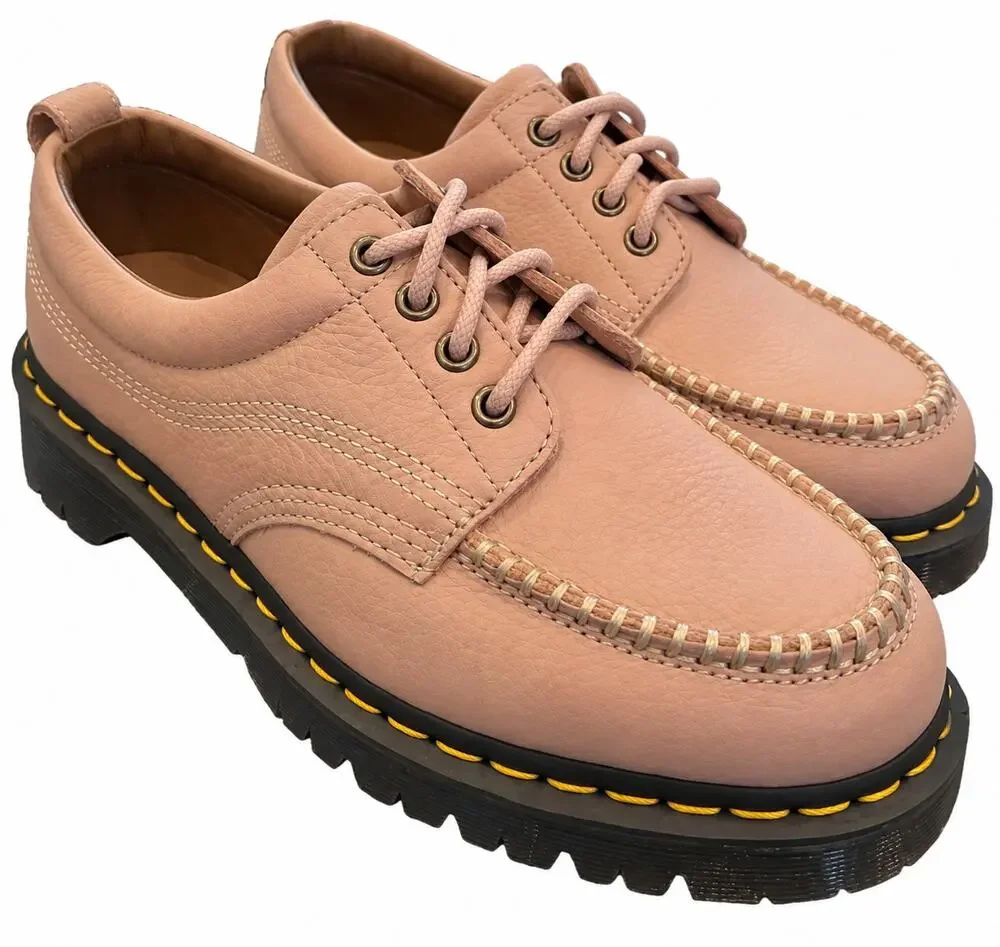 Dr. Martens Lowell Lace-Up Shoes Women 9 Pink Nubuck Leather Moc Toe Casual NWOB